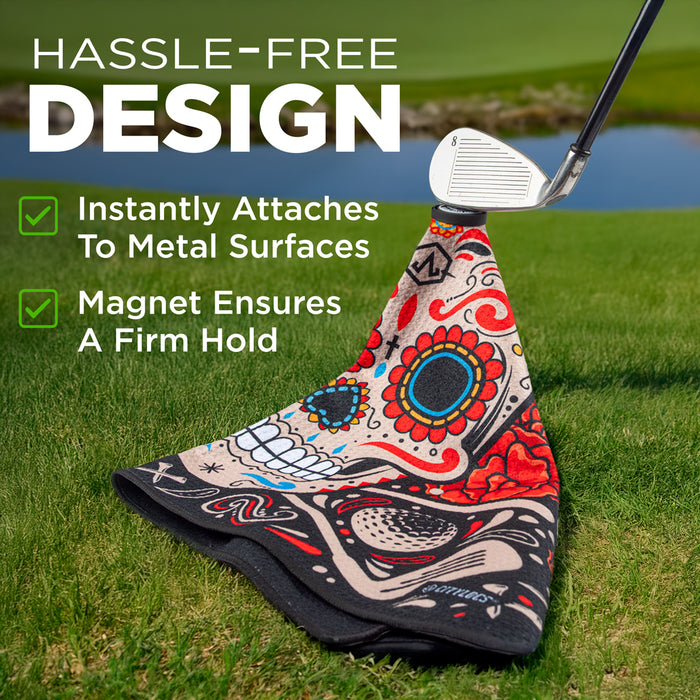 Magnetic Golf Towel Sugar Skull