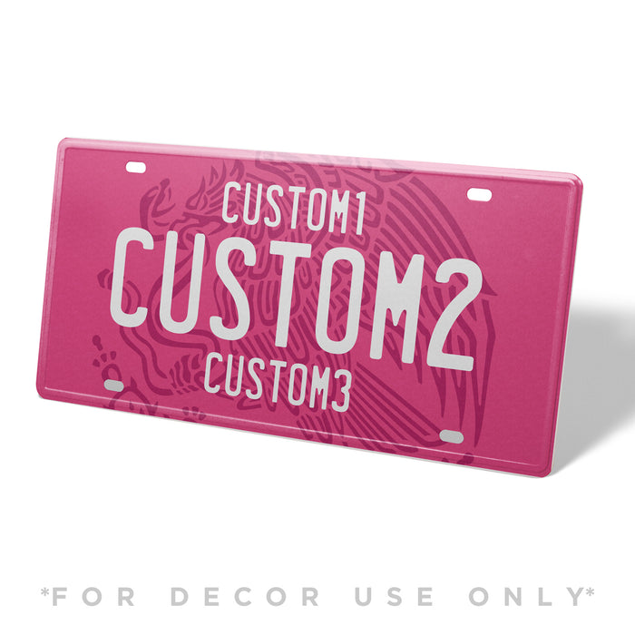 MX Pink White Universal Metal License Plate