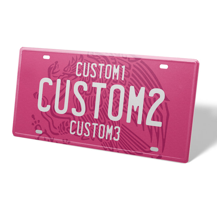 MX Pink White Universal Metal License Plate