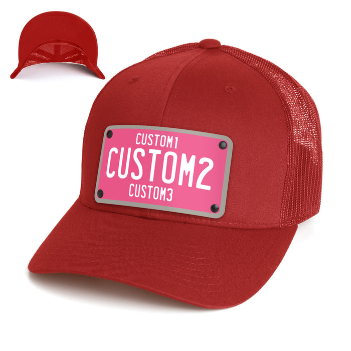 Pink & White Universal License Plate Hat