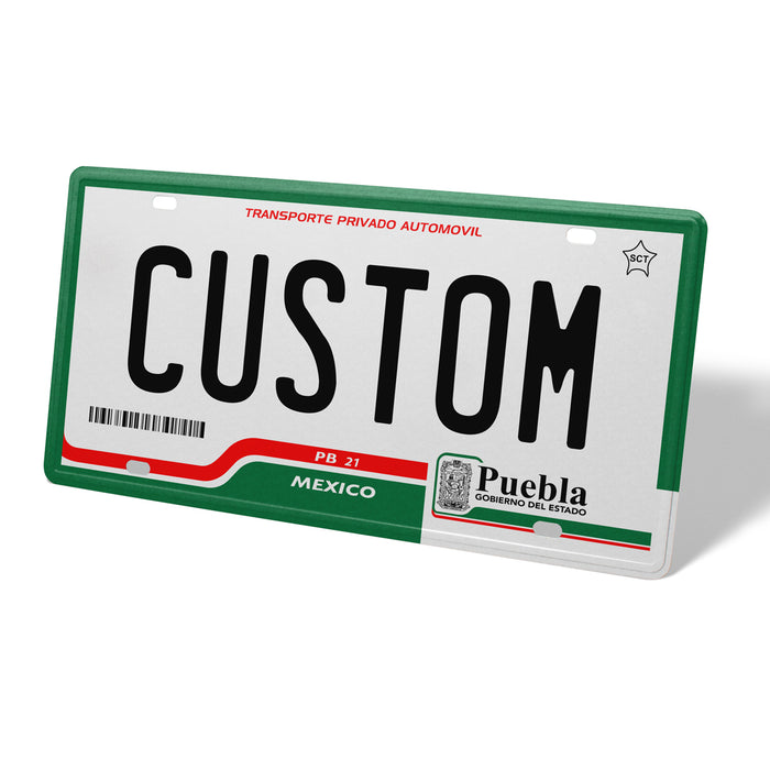 Puebla Metal License Plate