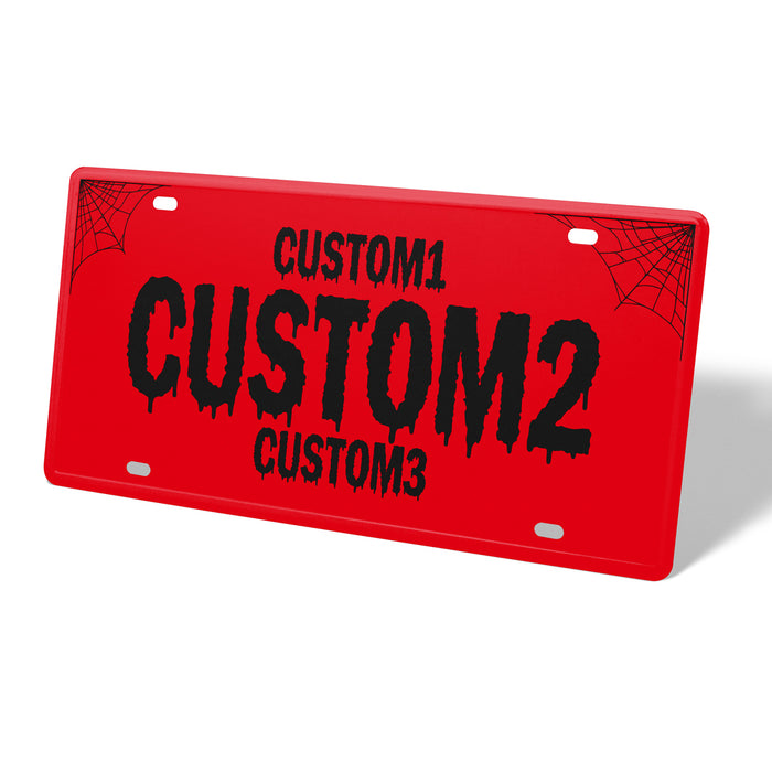 Red & Black Spooky Universal Metal License Plate