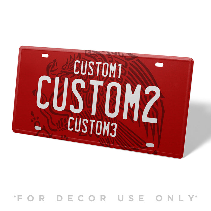 MX Red White Universal Metal License Plate