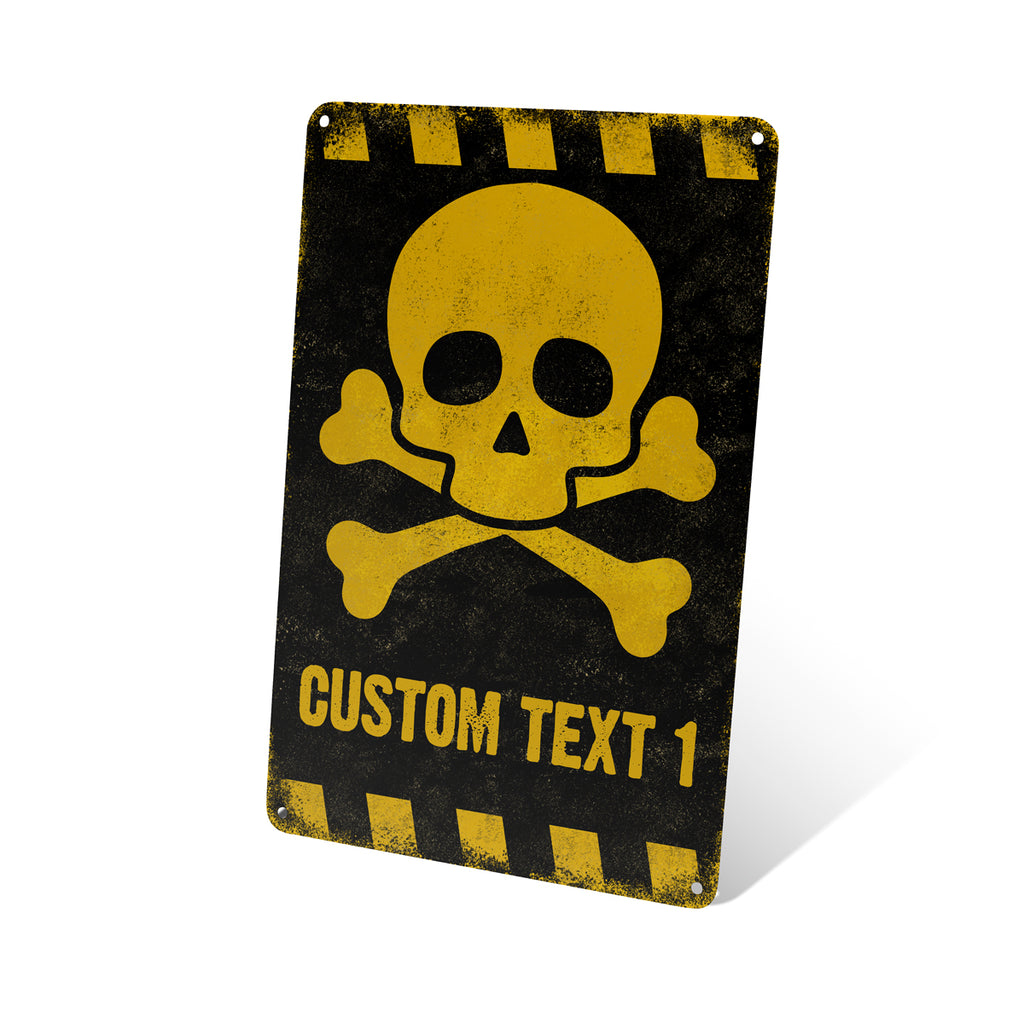 Skull Caution Tin Sign