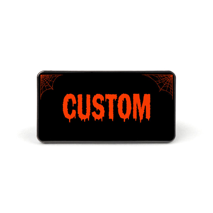 Black and Orange Horror Universal License Plate Enamel Pins