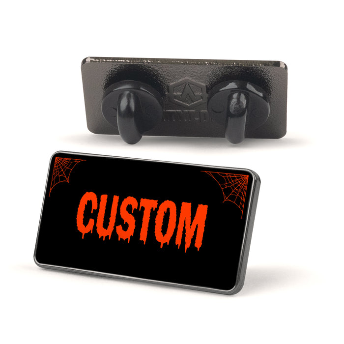Black and Orange Horror Universal License Plate Enamel Pins