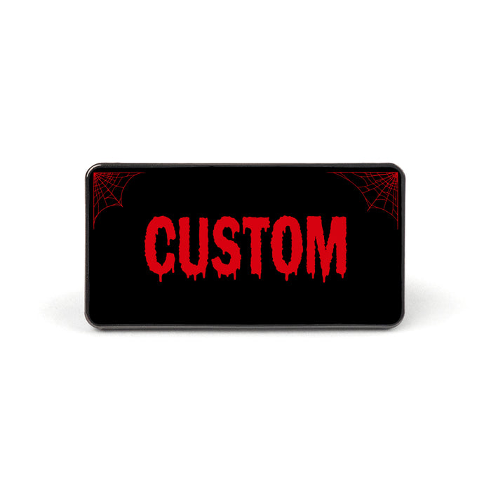 Black and Red Horror Universal License Plate Enamel Pins