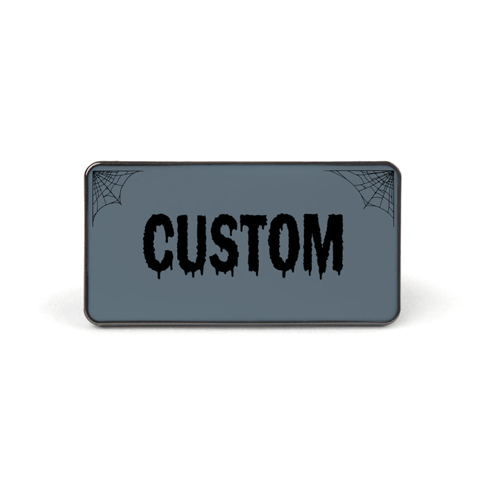 Blue Gray and Black Horror Universal License Plate Enamel Pins