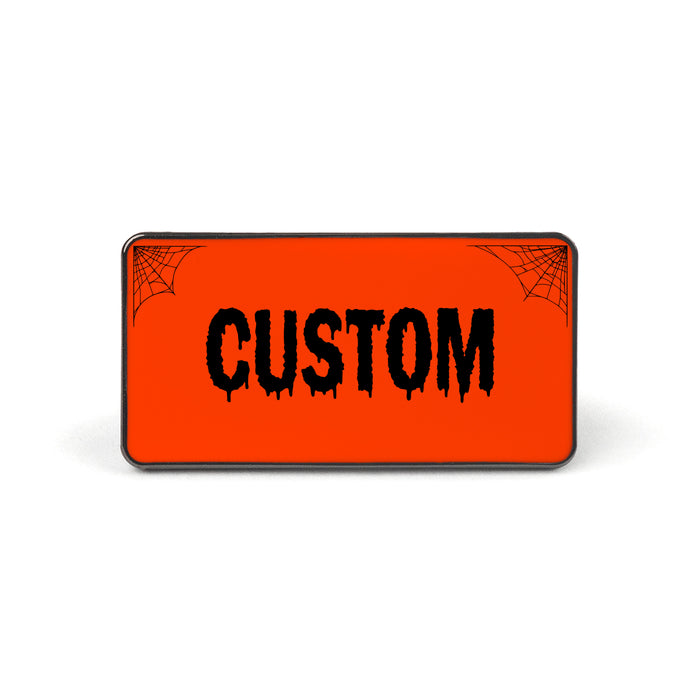 Orange and Black Horror Universal License Plate Enamel Pins
