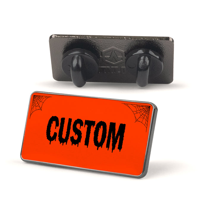 Orange and Black Horror Universal License Plate Enamel Pins