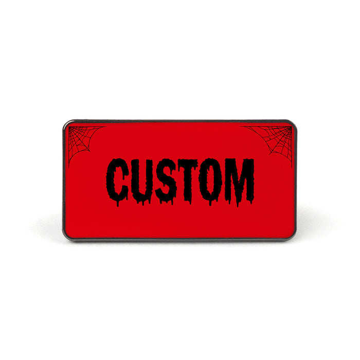 Red and Black Horror Universal License Plate Enamel Pins