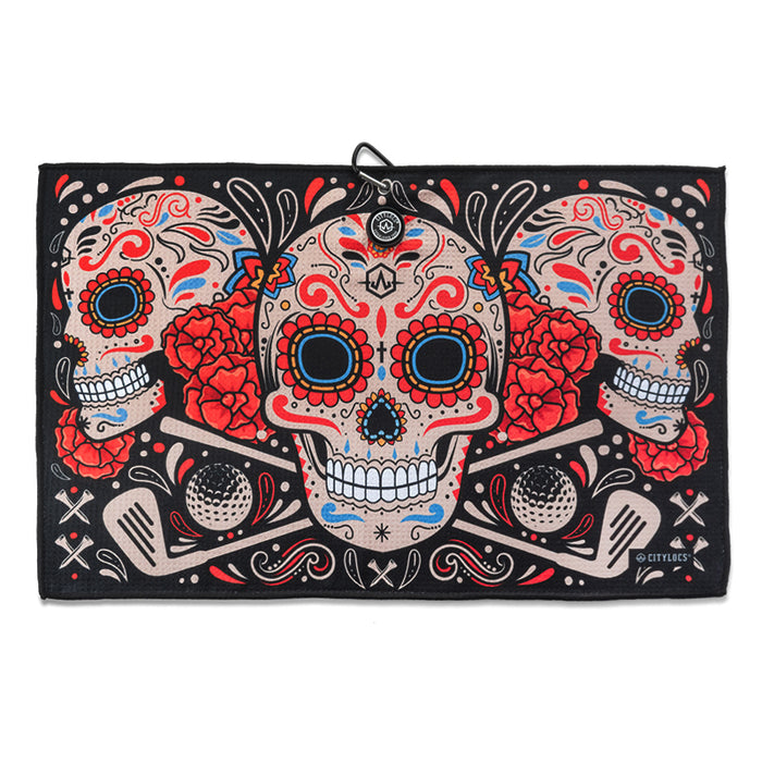 Magnetic Golf Towel Sugar Skull
