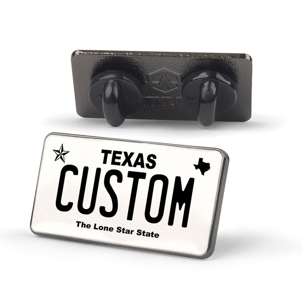 Texas White License Plate Enamel Pin