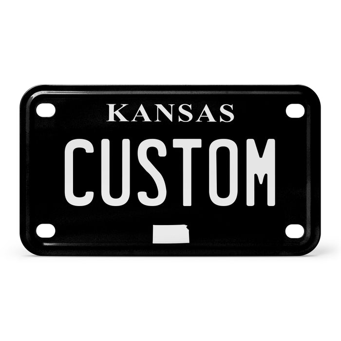 Kansas Mini Blackout Metal License Plate