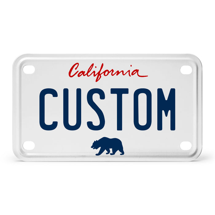 California White Mini Metal License Plate