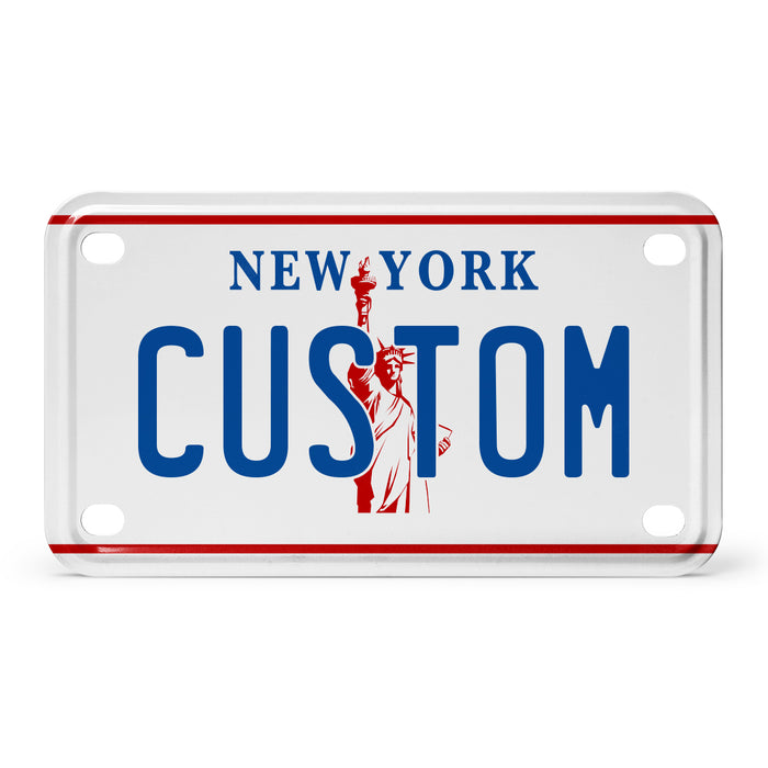 New York White Mini Metal License Plate