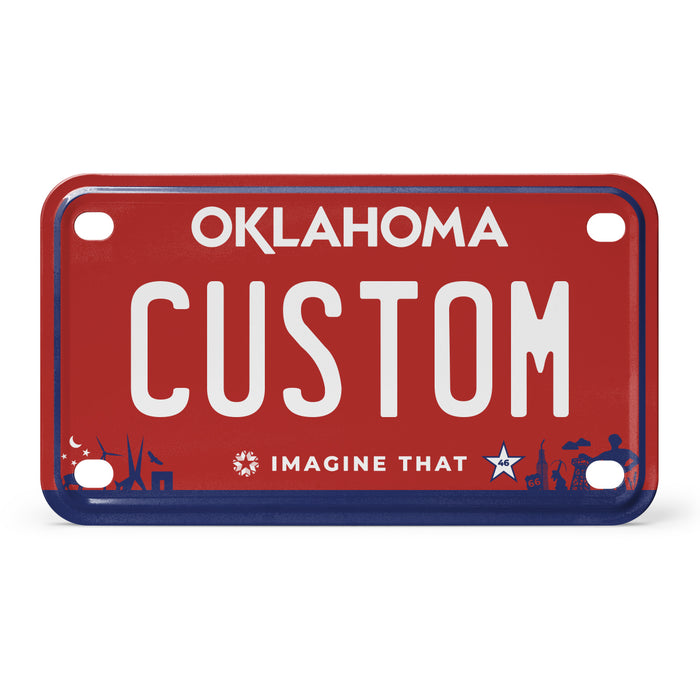 Oklahoma Red Mini Metal License Plate