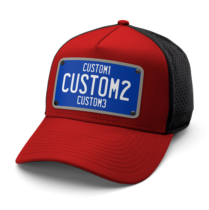 Blue & White Universal License Plate Hat