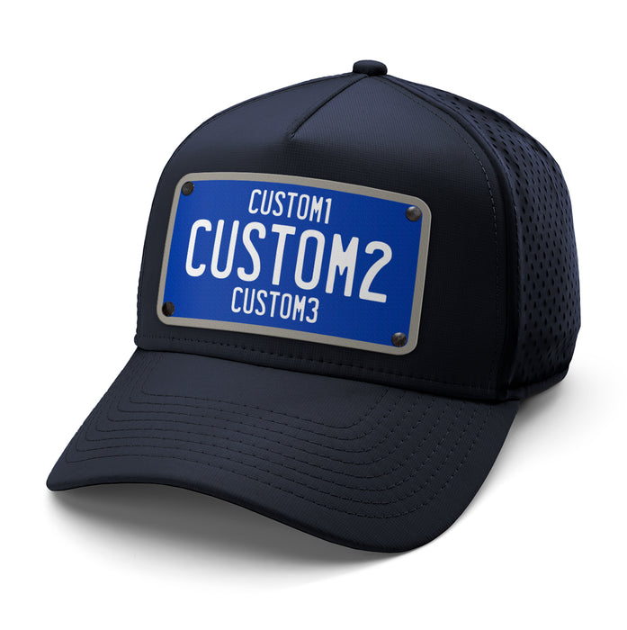 Blue & White Universal License Plate Hat