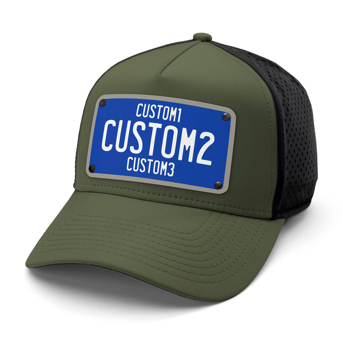 Blue & White Universal License Plate Hat