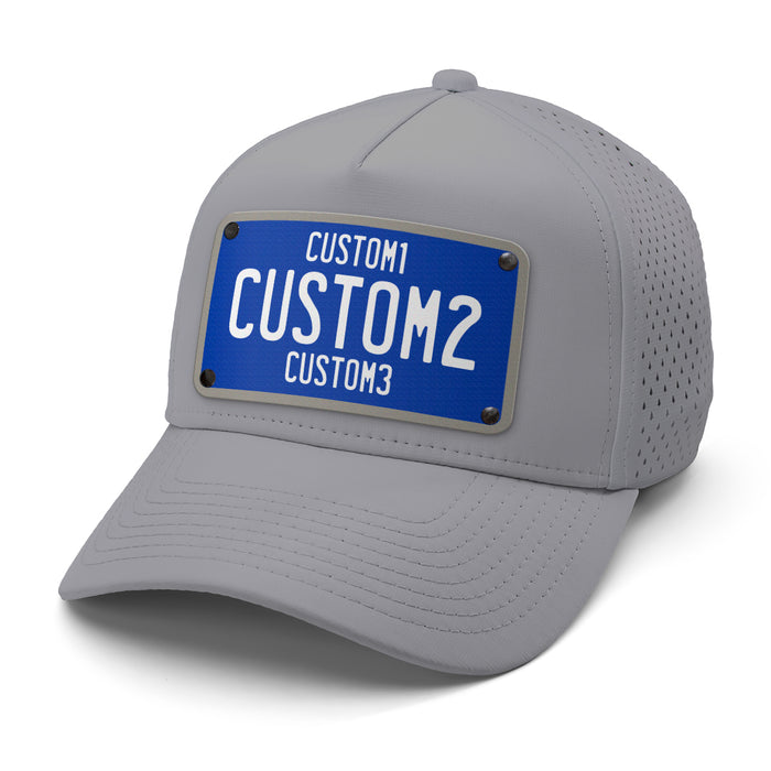 Blue & White Universal License Plate Hat