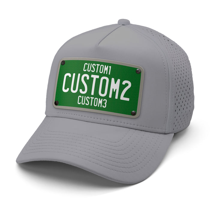 Green & White Universal License Plate Hat