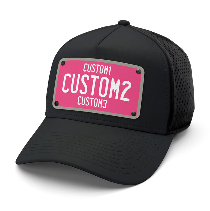 Pink & White Universal License Plate Hat