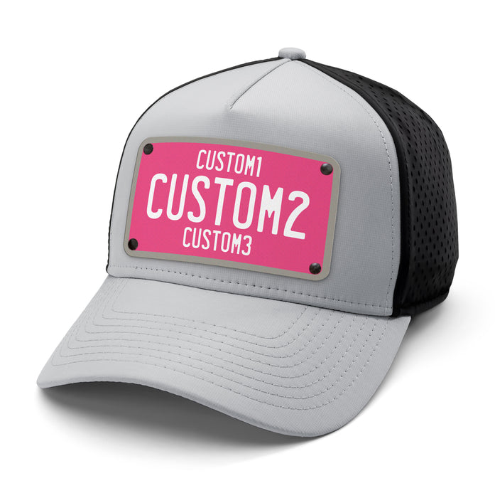 Pink & White Universal License Plate Hat