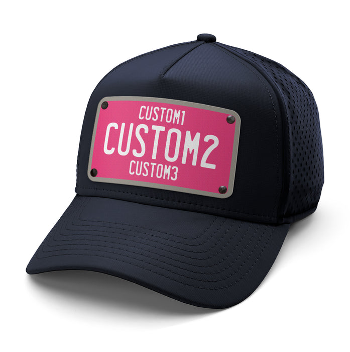 Pink & White Universal License Plate Hat