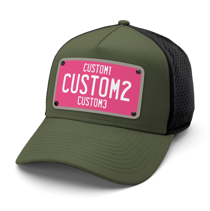 Pink & White Universal License Plate Hat