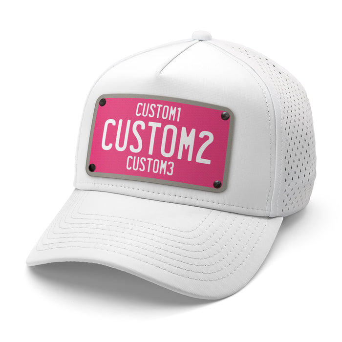 Pink & White Universal License Plate Hat