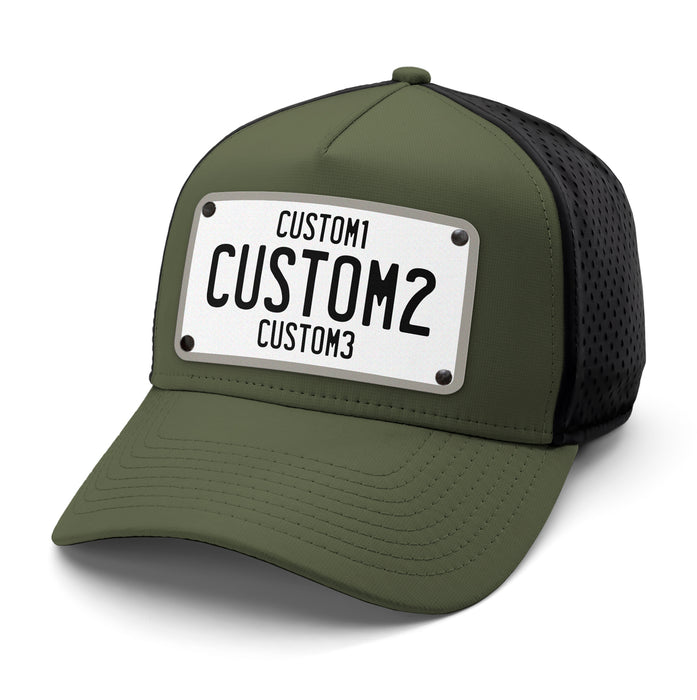 White & Black Universal License Plate Hat