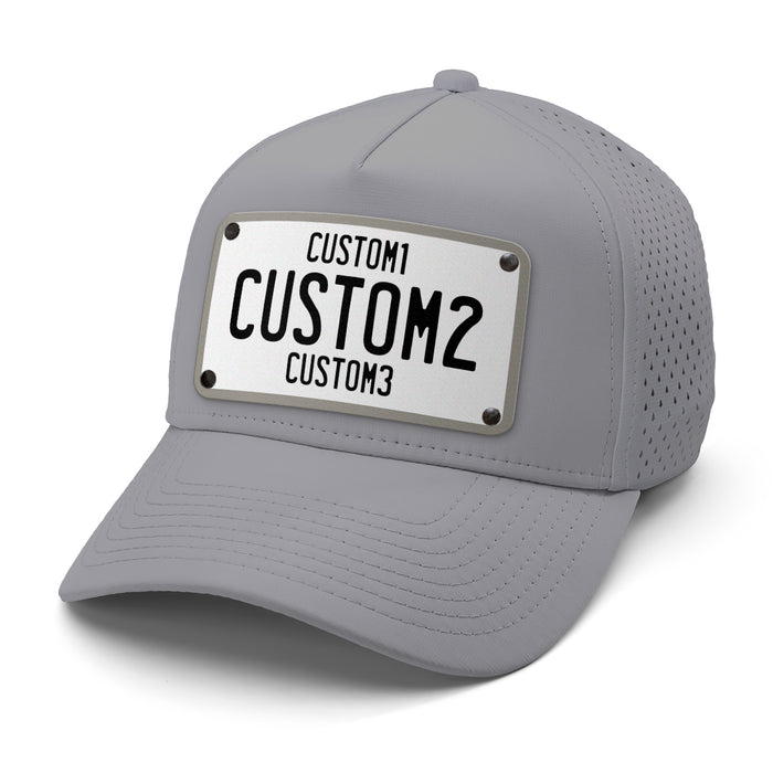 White & Black Universal License Plate Hat