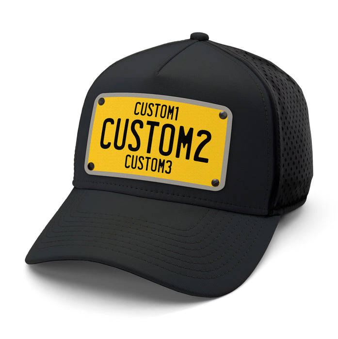 Yellow & Black Universal  License Plate Hat