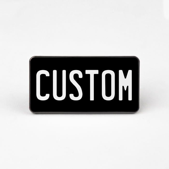 Black White Universal License Plate Enamel Pin