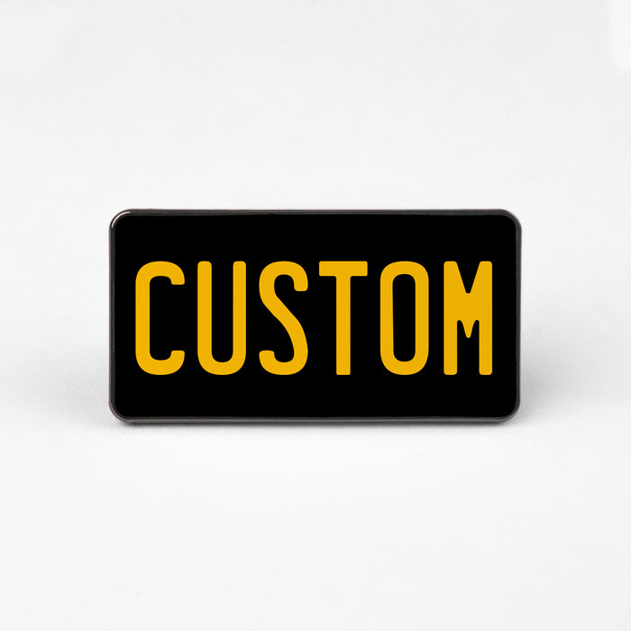 Black Yellow Universal License Plate Enamel Pin