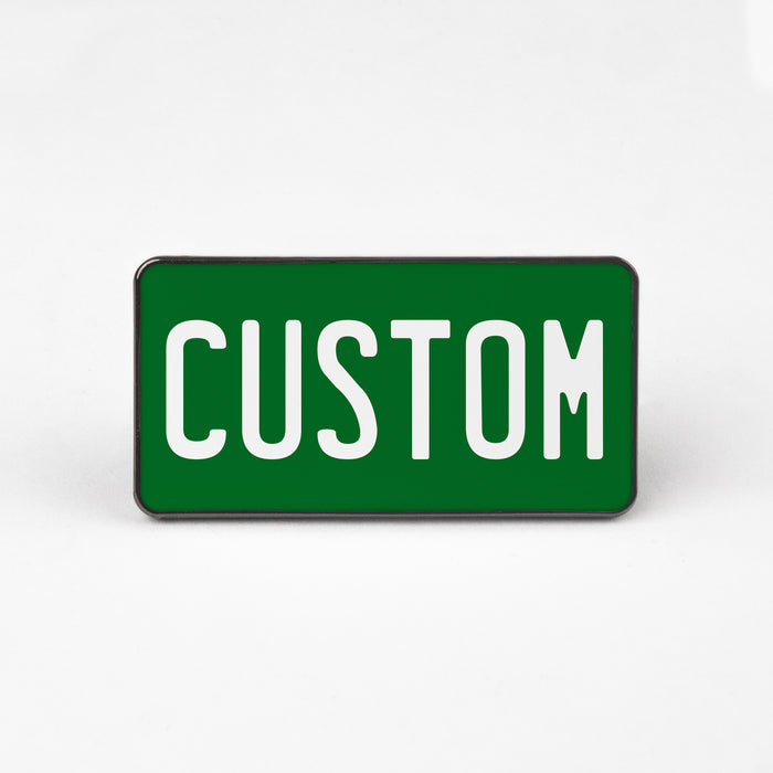 Green White Universal License Plate Enamel Pin