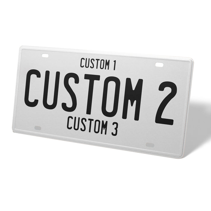 White & Black Universal Metal License Plate