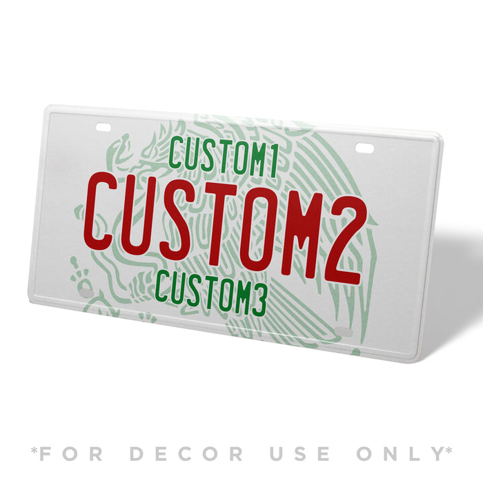 MX White Red Green Universal Metal License Plate