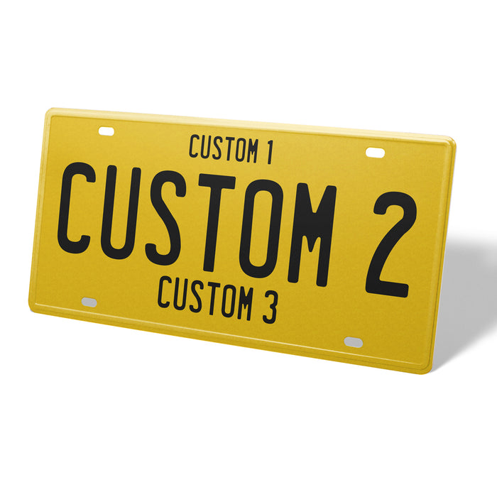 Yellow & Black Universal Metal License Plate