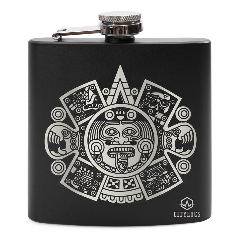 リラクゼーショングッズ AZTEC Aztec Calendar Flask: Carry the Spirit of Ancient Times — CityLocs