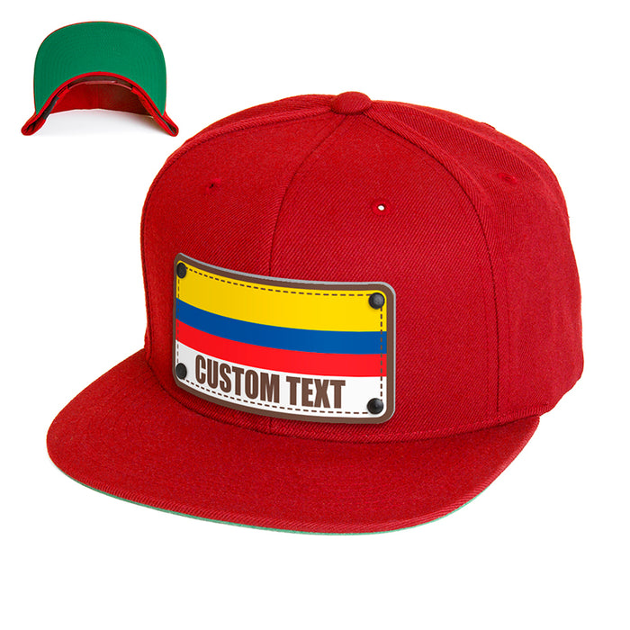 Custom Colombia Flag Hat - Citylocs, Snapback / One Size Fits All / Red