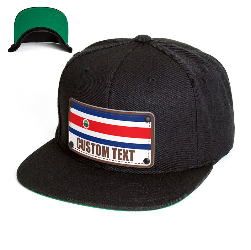 Custom Costa Rica Flag Hat - Citylocs, Snapback / One Size Fits All / Black