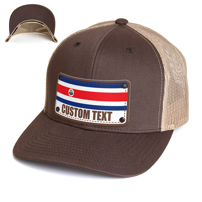 Custom Costa Rica Flag Hat - Citylocs, Trucker / One Size Fits All / Moss & Khaki Mesh TR