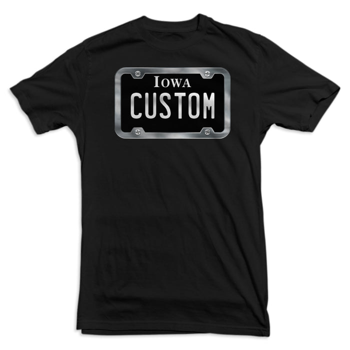 Iowa BLACK License Plate Tee