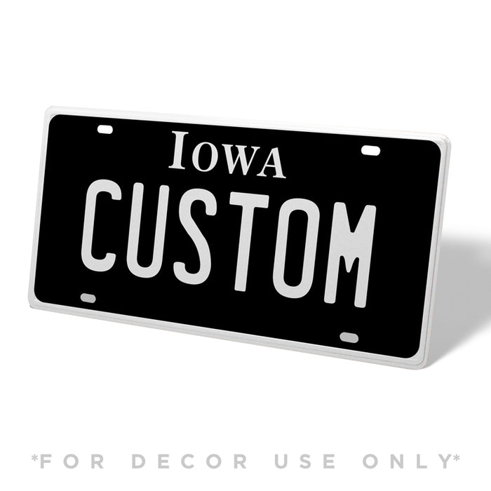 Iowa Black Metal License Plate