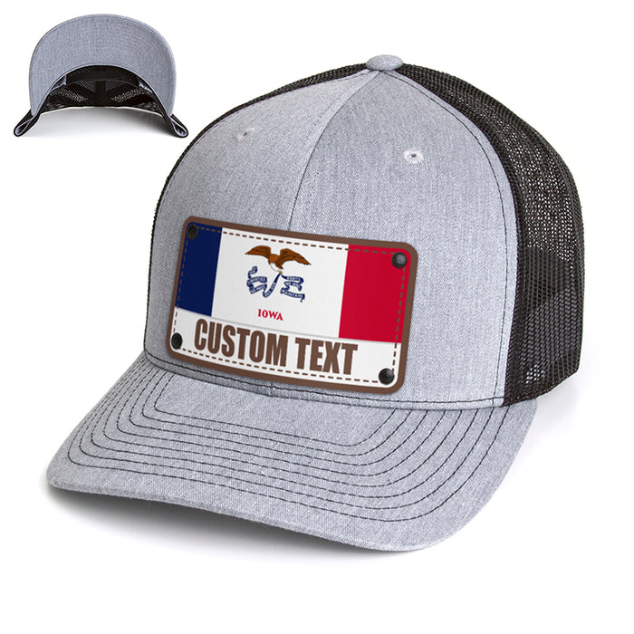 Custom Iowa Flag Hat - Citylocs, Trucker / One Size Fits All / Gray & Blk Mesh TR