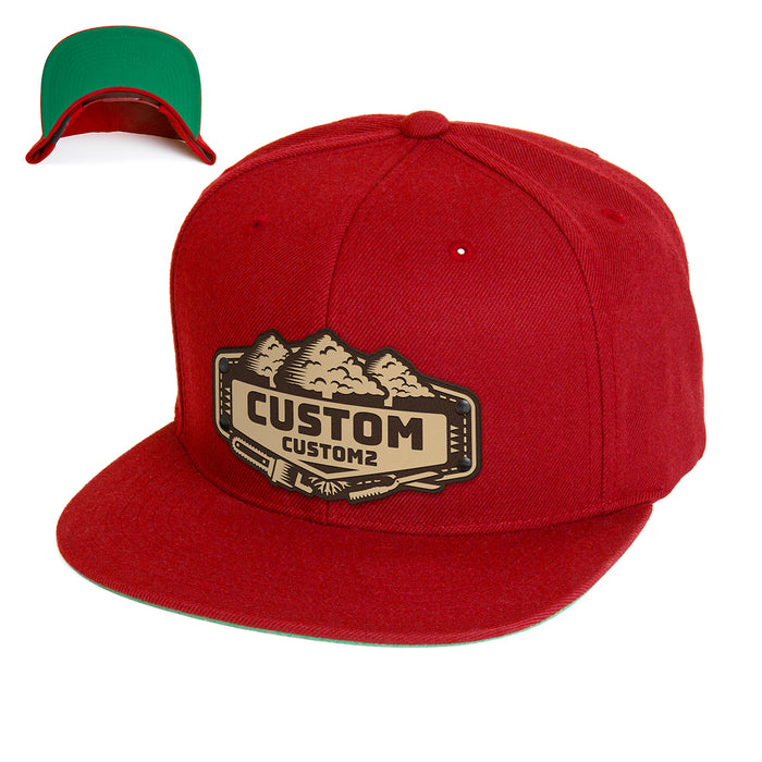 Landscaping Custom Leather Patch Hat - Citylocs, Snapback / One Size Fits All / Red