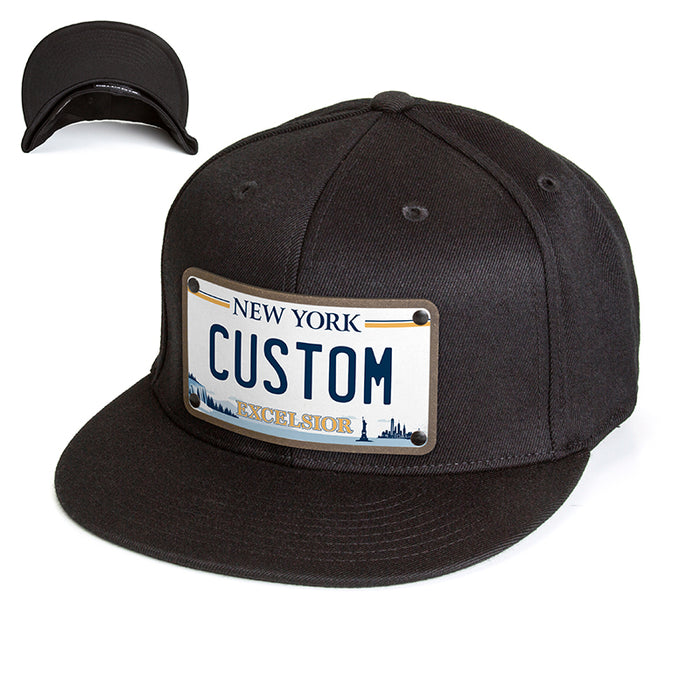 Custom New York License Plate Hat - CityLocs, Snapback / One Size Fits All / Heather Gray