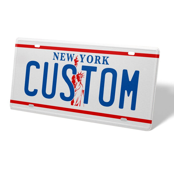 New York White Metal License Plate